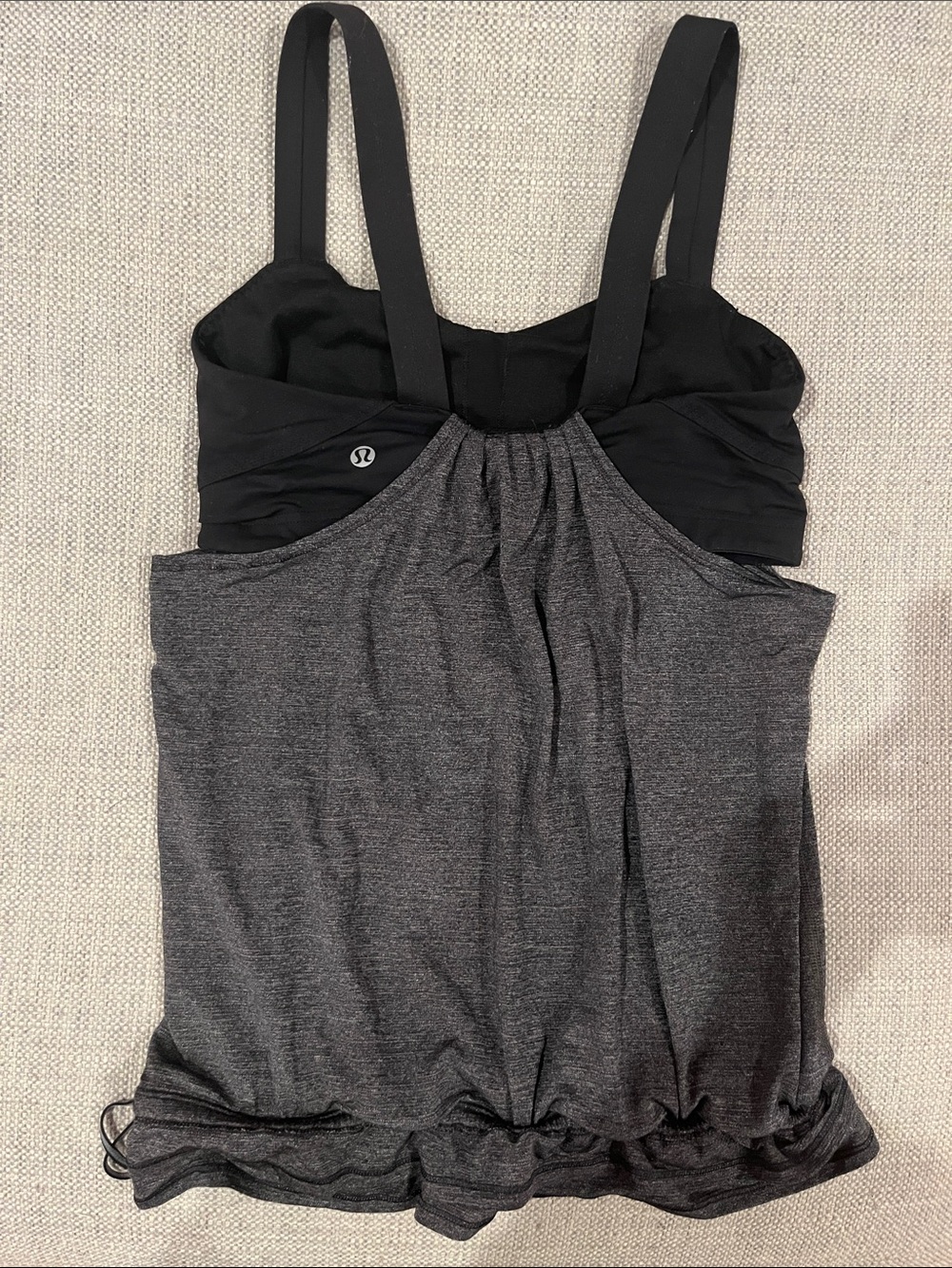 Lululemon Women’s Black & Charcoal Active Cinch Waist Tank Top Bra Combo 6